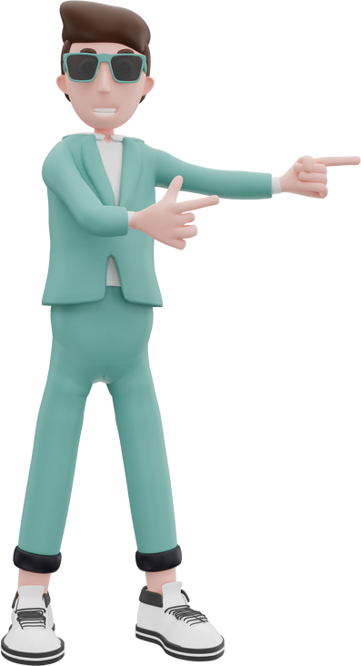 3d rendering businessman pointing to the left